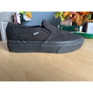 VANS Off The Wall Classic Slip On 500714 Black Canvas Shoes Size 8.5